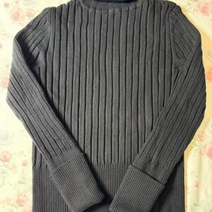 ZARA‎ Women's Black Ribbed Knit Sweater Pullover Size L 13x17 Long Sleeve